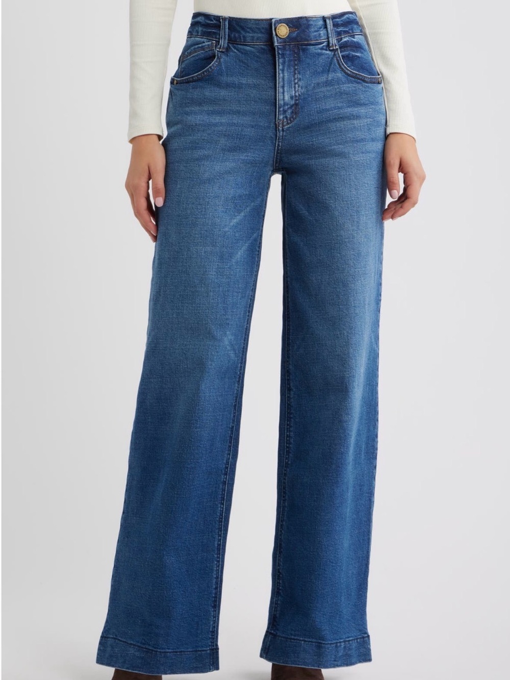 Wit & Wisdom Sam High Rise Wide Leg Jeans 8 Blue Stretch L26521XZP